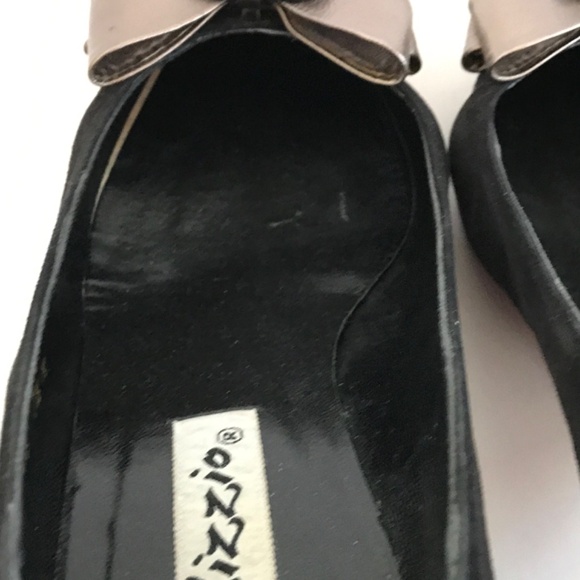 PALIZZIO Vintage Classic Pump Leather Heels Bow Metallic Gold Black Size 7.5 - Picture 8 of 16